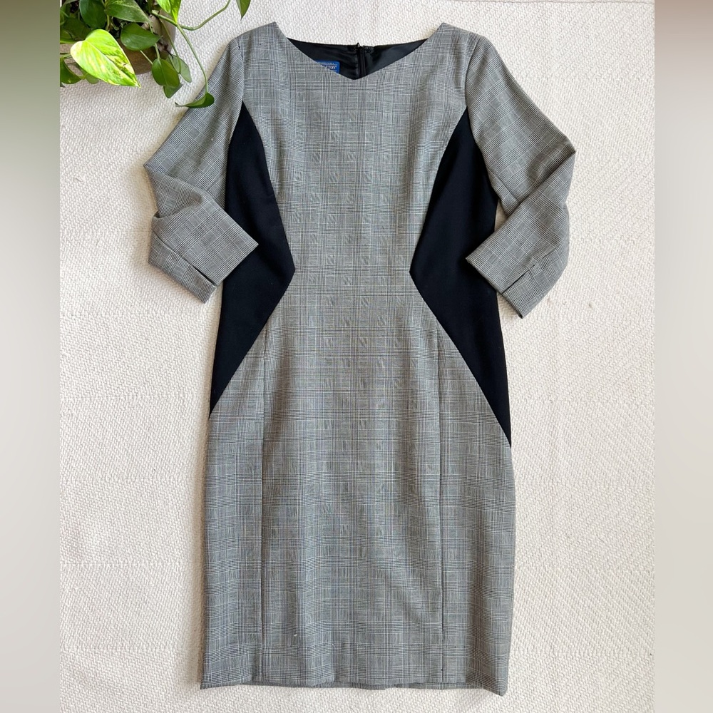 Pendleton Wool Houndstooth Plaid Slimming Sheath Dress size 8